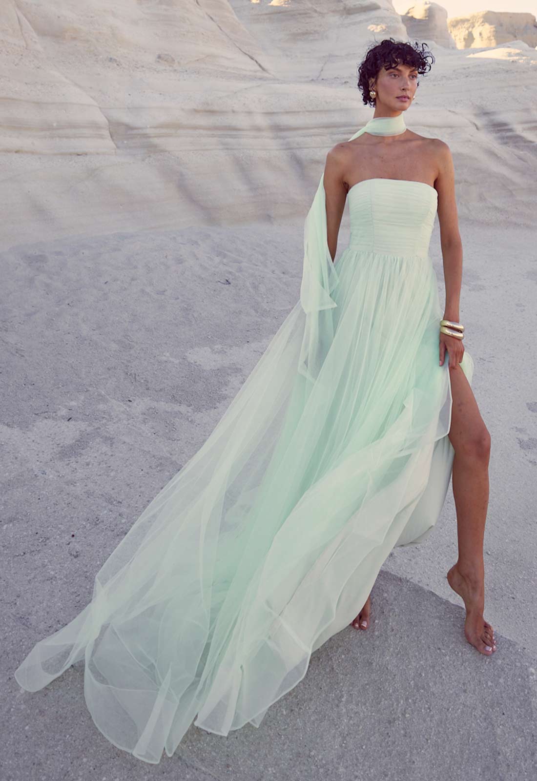 True Decadence Mint-Green Theodora Strapless Maxi Dress - Image 2