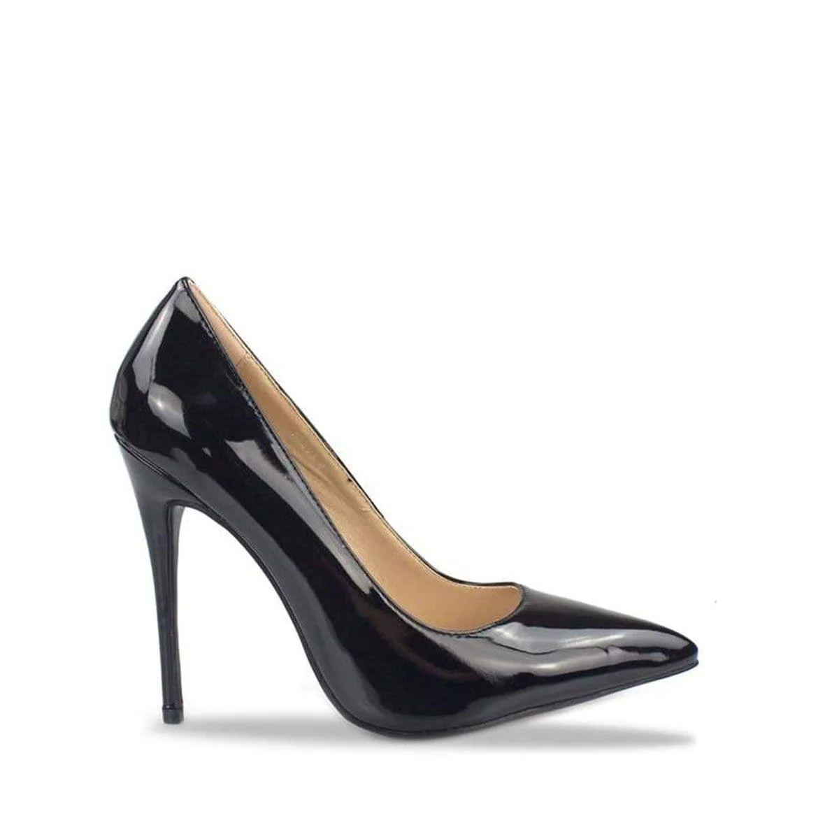 Miss Diva Black Mila High Stiletto Heel Court Shoe - Image 4