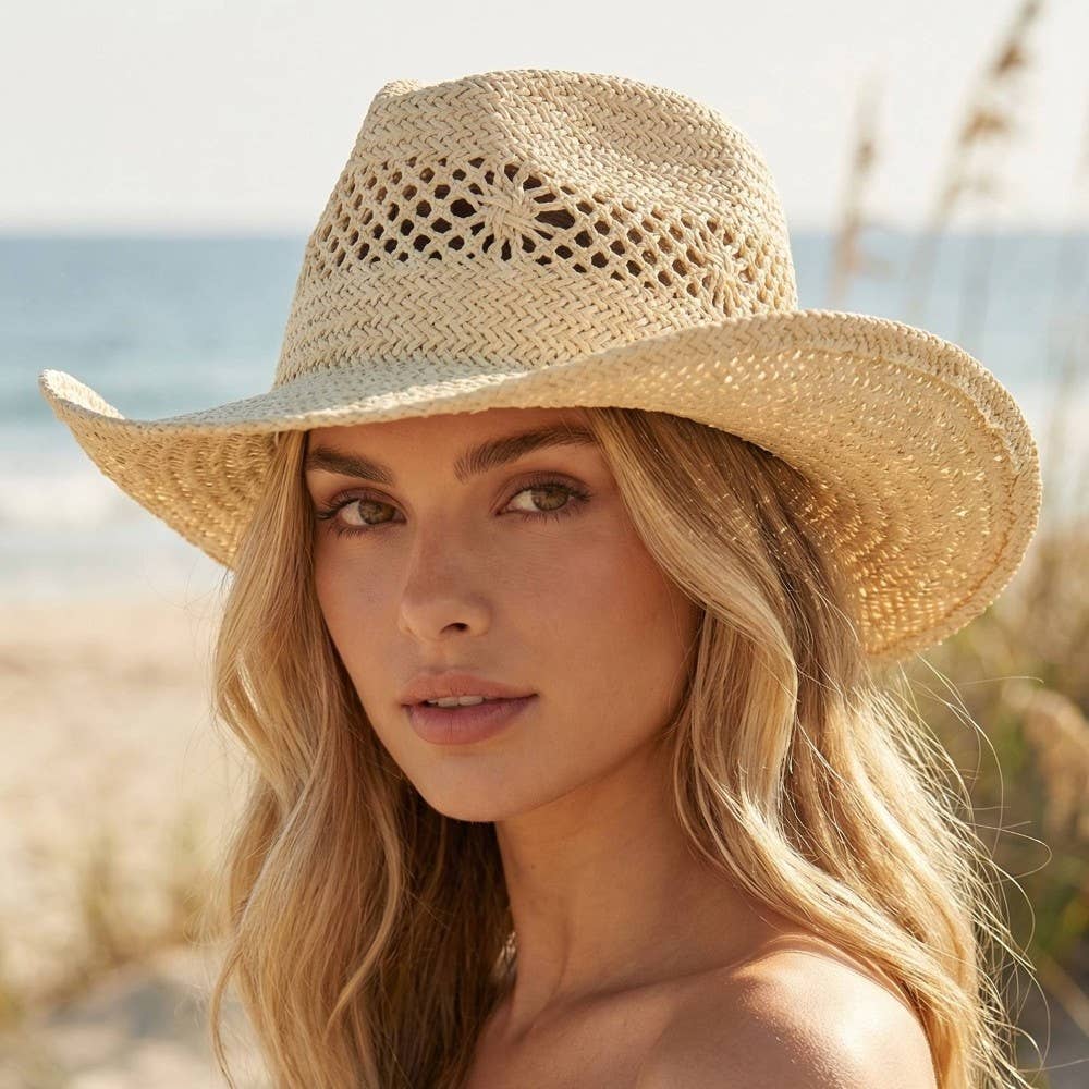 Natural Straw Cowboy Hat: KH - Image 2