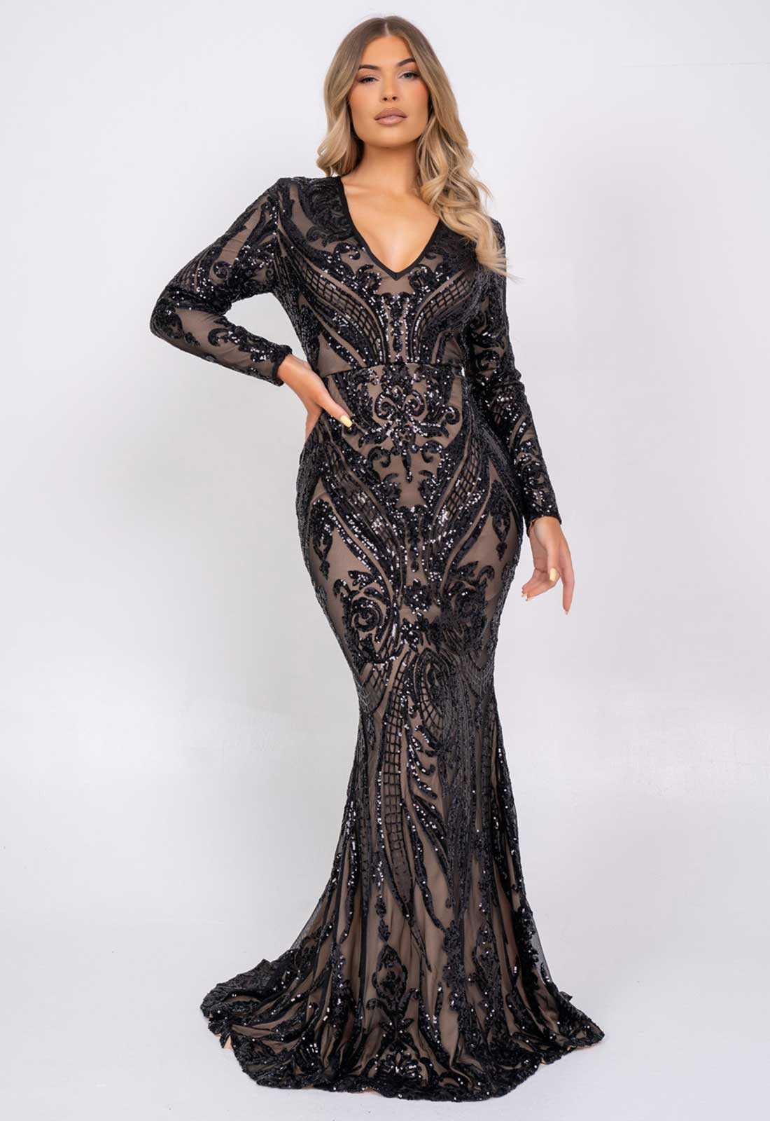 Nazz Collection Black Arabella Sequin Maxi Dress - Image 3