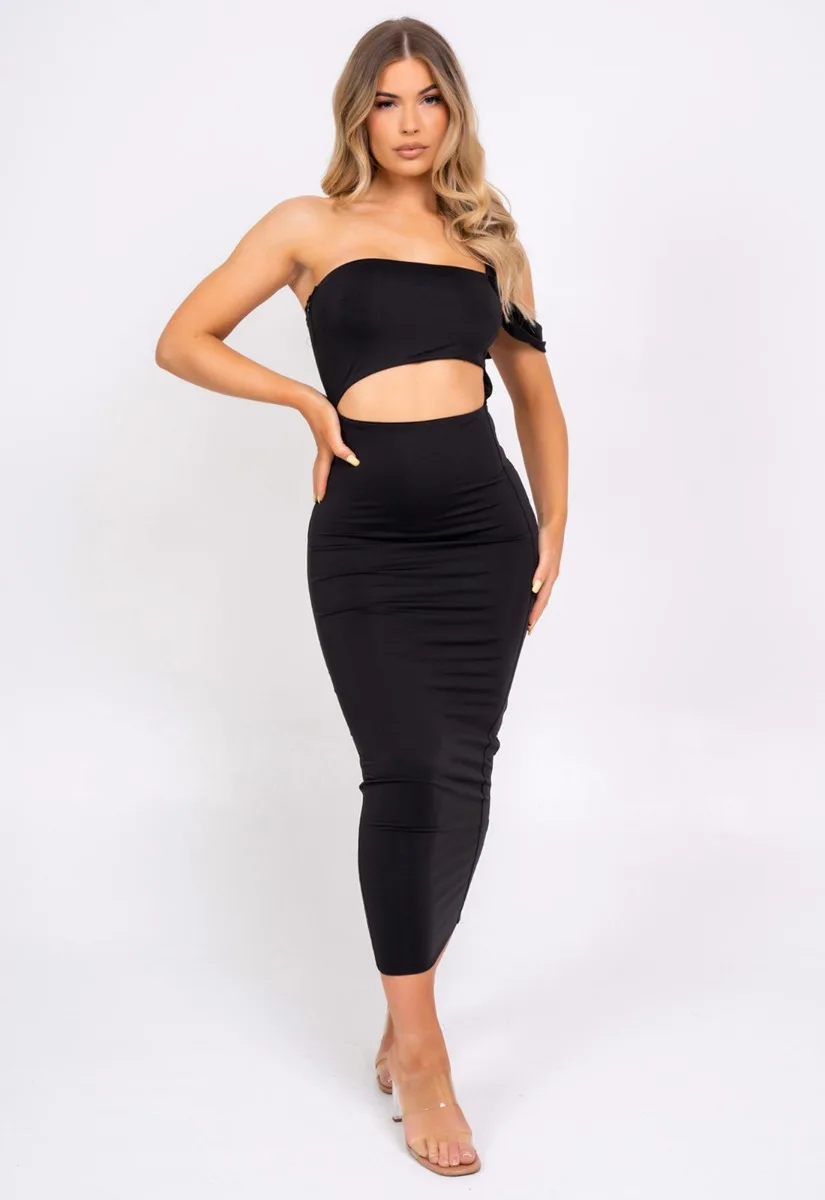 Nazz Collection Black Chantelle Midi Dress - Image 10