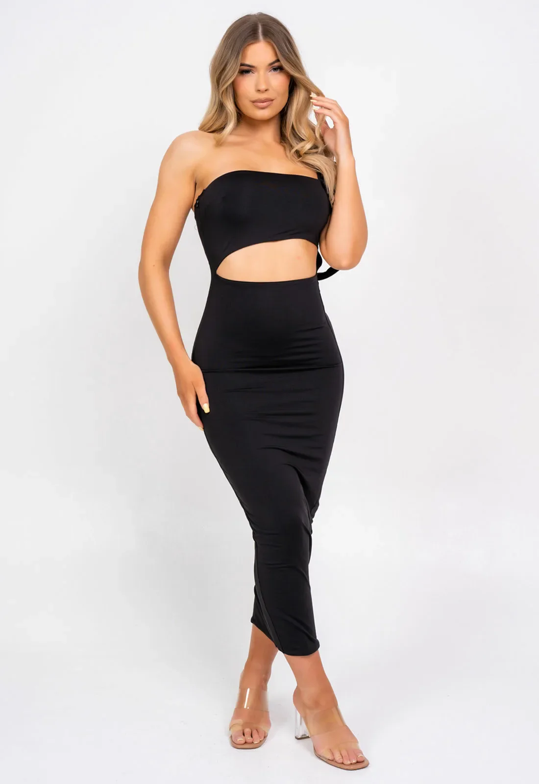 Nazz Collection Black Chantelle Midi Dress - Image 4