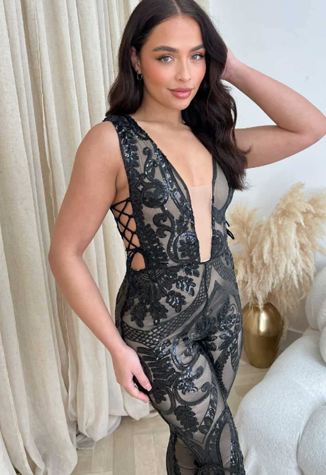 Nazz Collection Black Epic Sequin Jumpsuit - Image 3