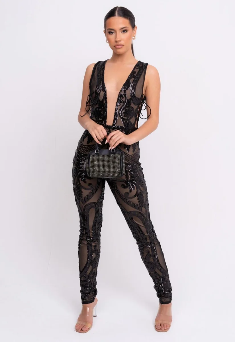 Nazz Collection Black Epic Sequin Jumpsuit - Image 8