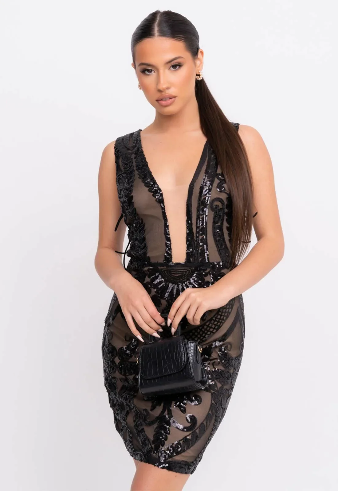Nazz Collection Black Forever Sequin Mini Dress - Image 3