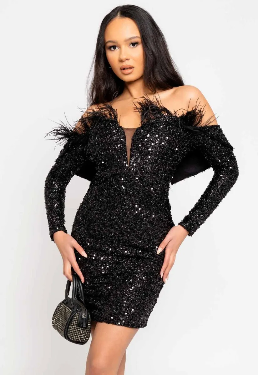 Nazz Collection Black Guestlist Sequin Mini Dress - Image 12