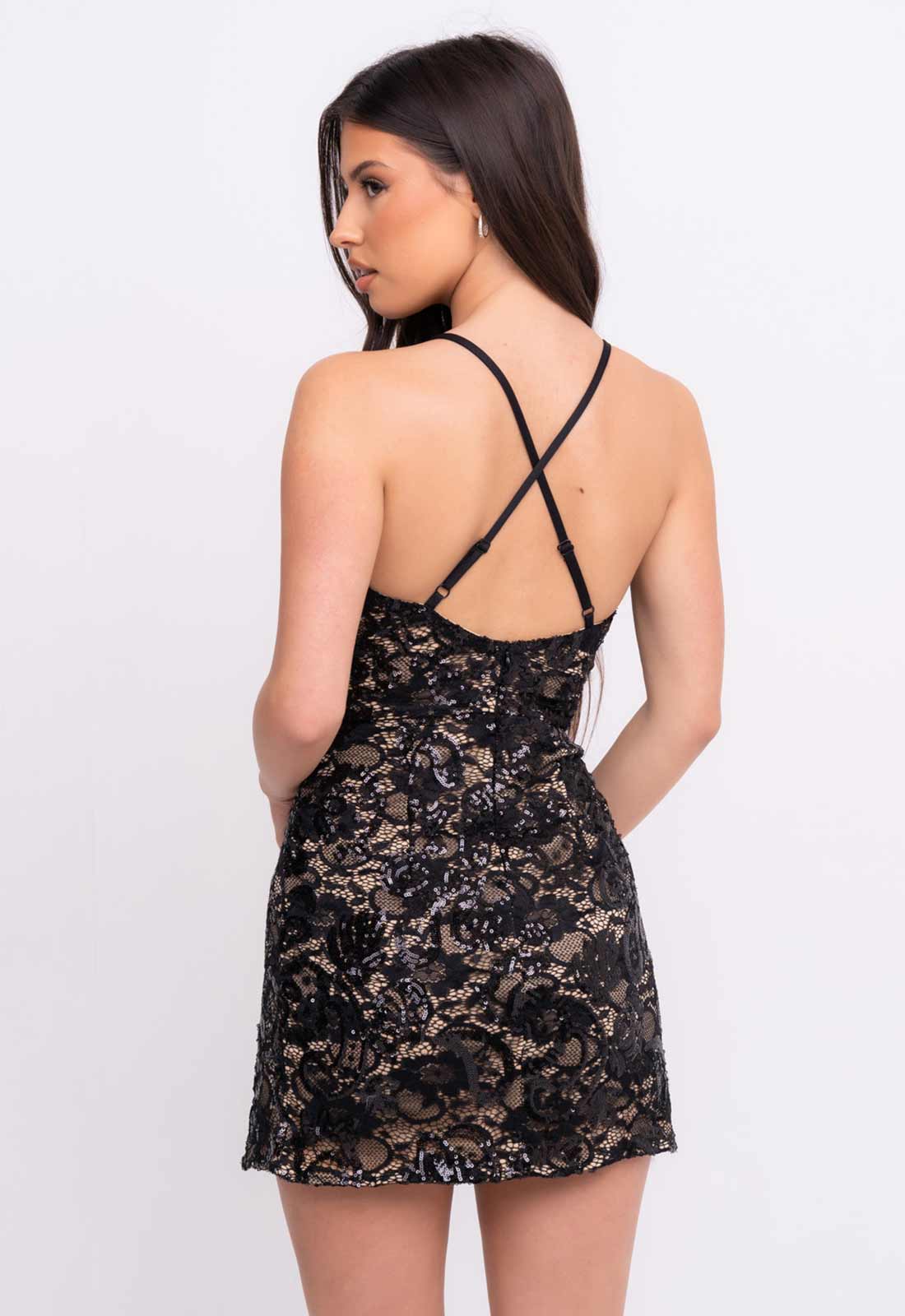 Nazz Collection Black Invite Only Lace Mini Dress - Image 4