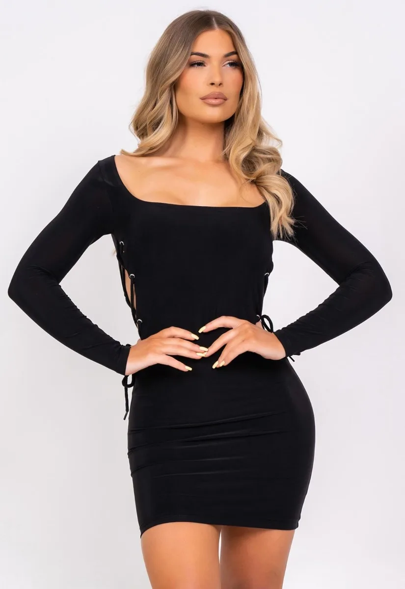 Nazz Collection Black Tie Me Down Mini Dress - Image 12