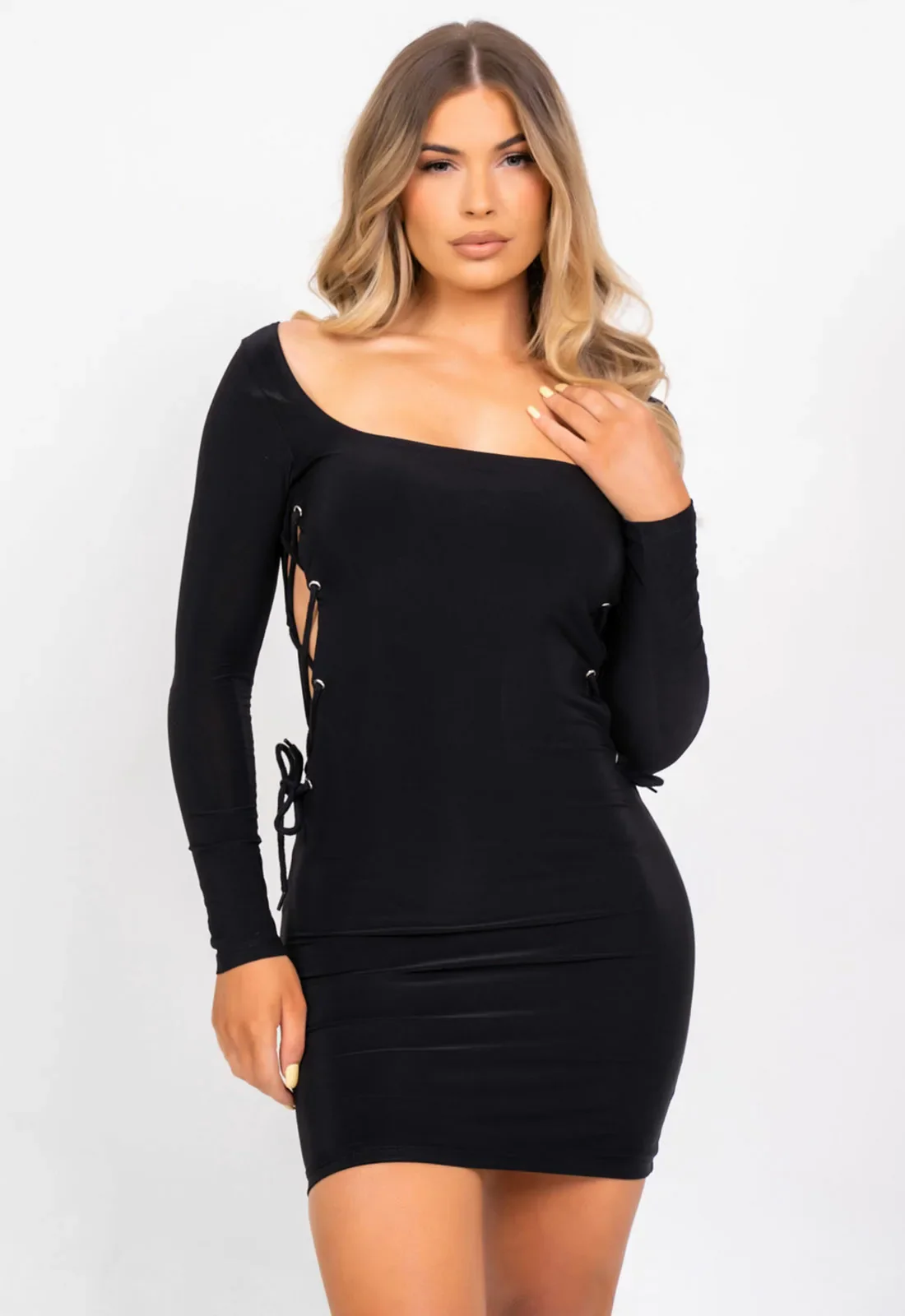 Nazz Collection Black Tie Me Down Mini Dress - Image 4