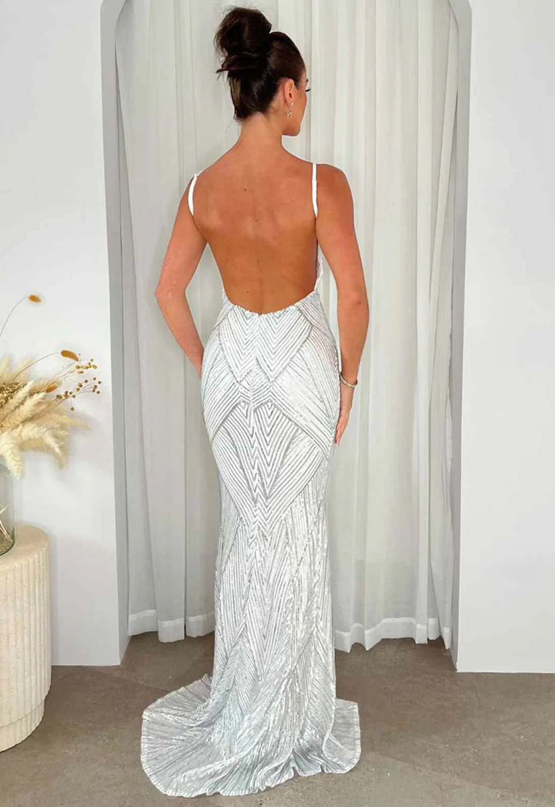 Nazz Collection Endless Silver Long Party Dress - Image 2