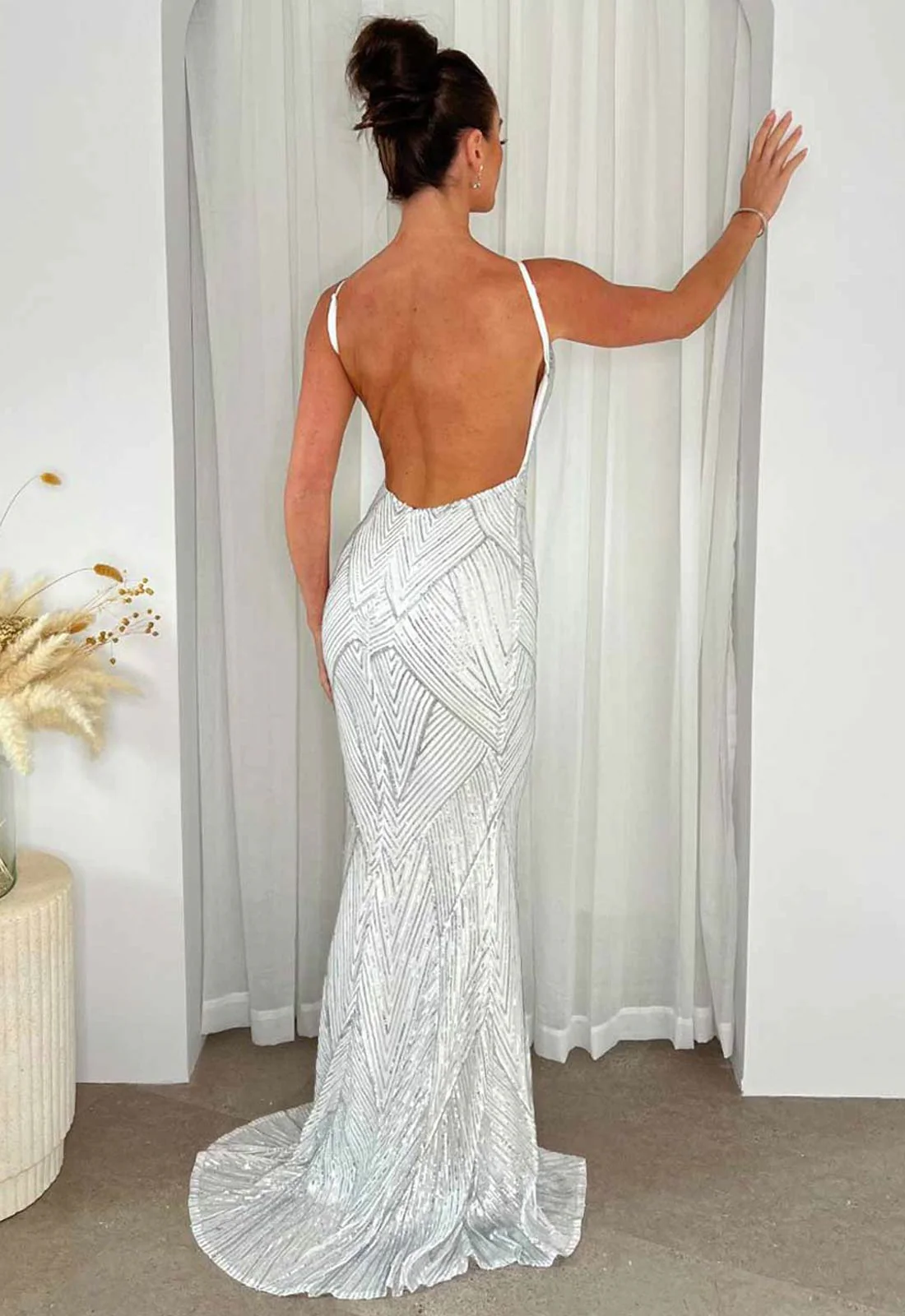 Nazz Collection Endless Silver Long Party Dress - Image 7