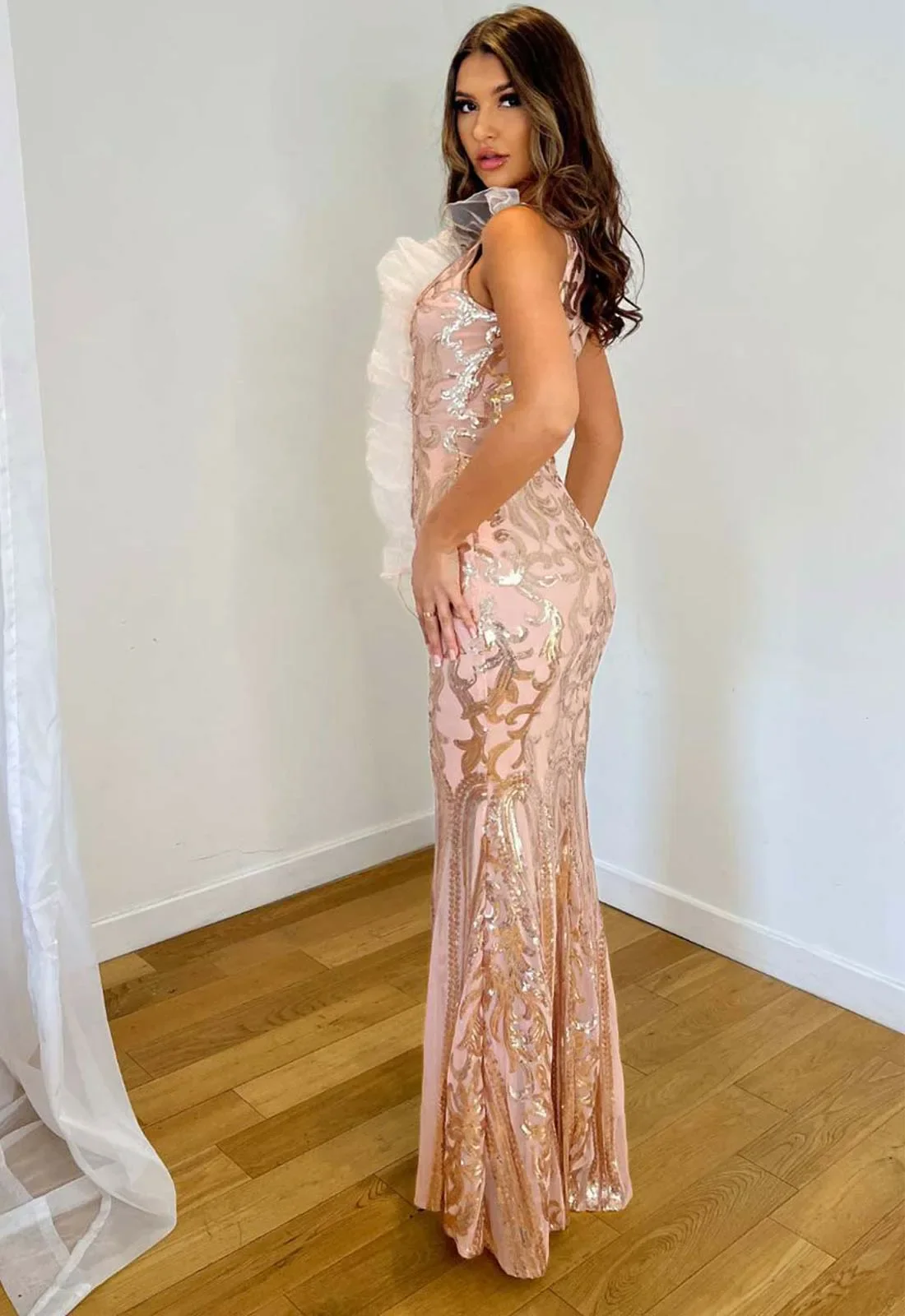 Nazz Collection Gold Fairytale Ruffle Dress - Image 2