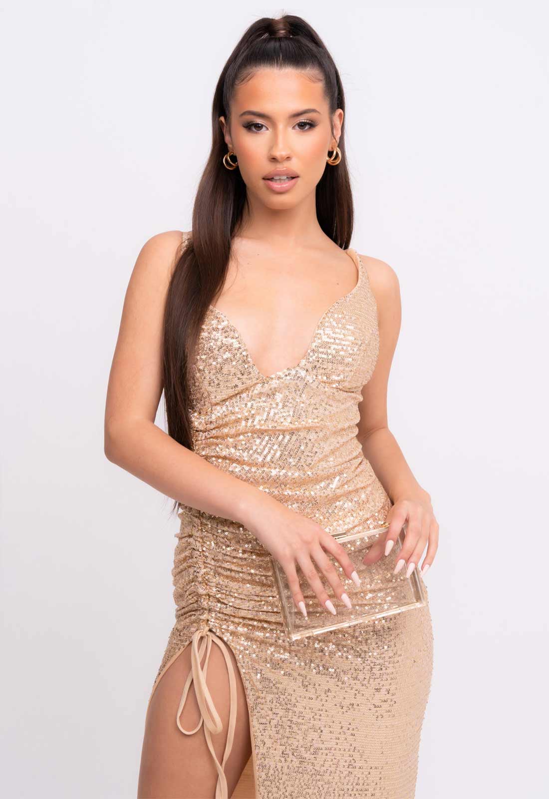 Nazz Collection Gold Majestic Sequin Maxi Dress - Image 6