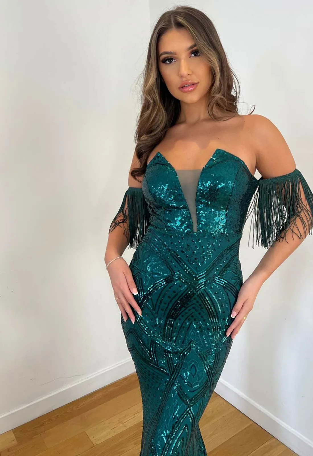 Nazz Collection Green Enchanted Tassel Maxi Dress - Image 3