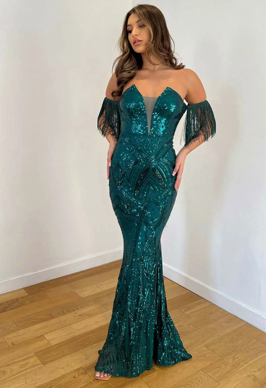 Nazz Collection Green Enchanted Tassel Maxi Dress - Image 4