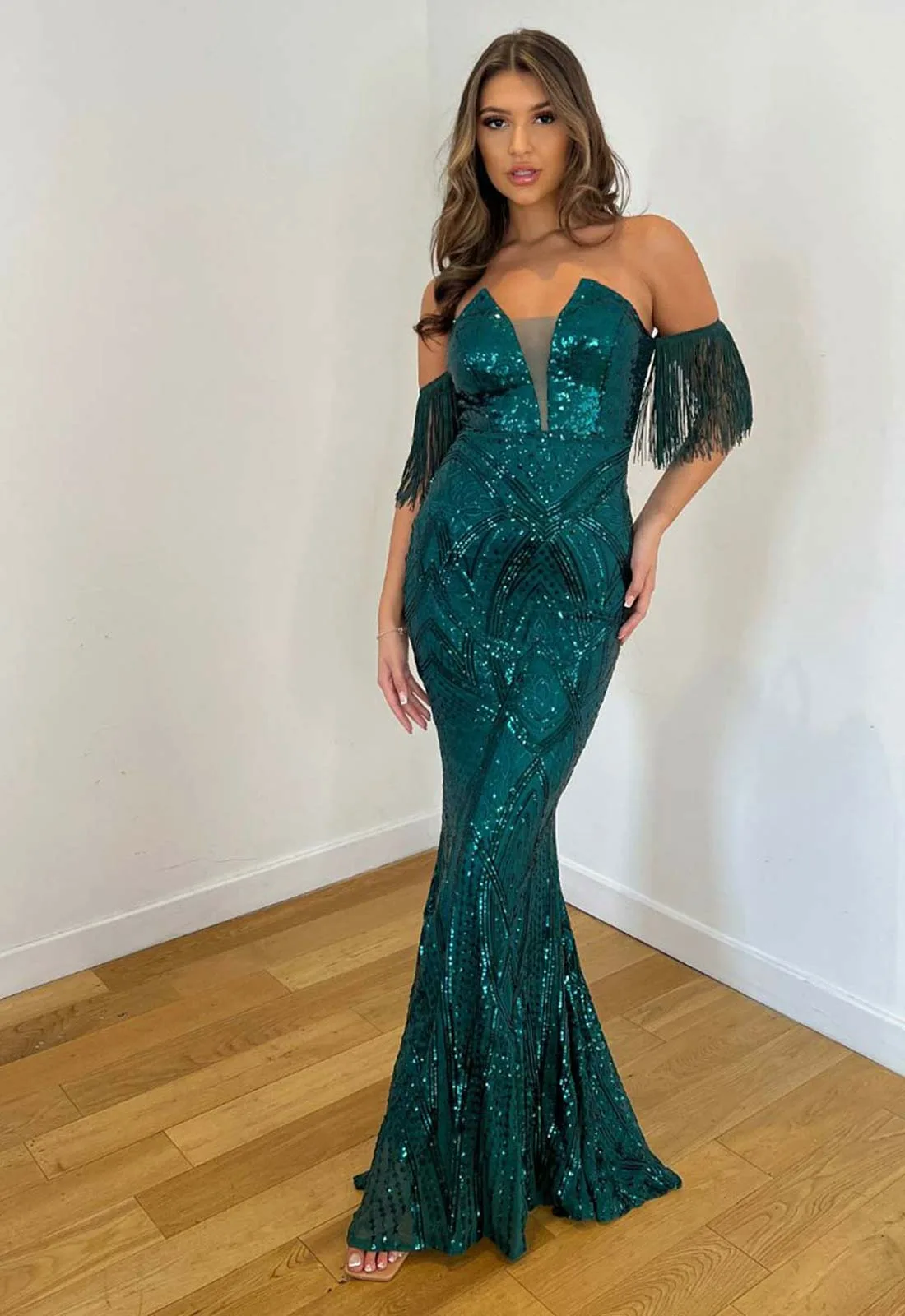 Nazz Collection Green Enchanted Tassel Maxi Dress - Image 5