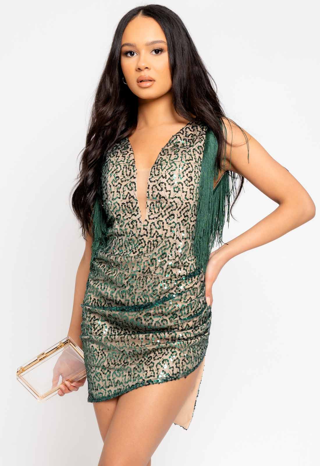 Nazz Collection Green Next Level Sequin Mini Dress - Image 2