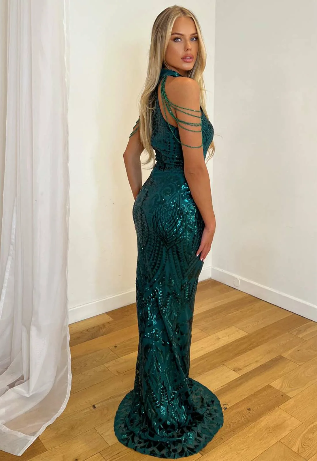 Nazz Collection Green Starstruck Fishtail Gown - Image 6