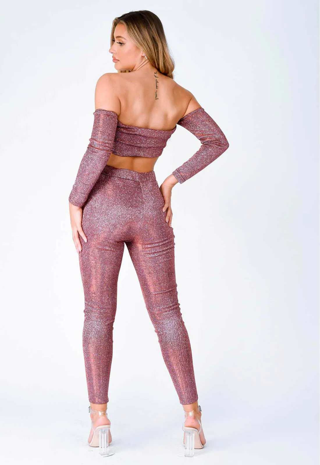 Nazz Collection Plum Havana Glitter Leggings Set - Image 3