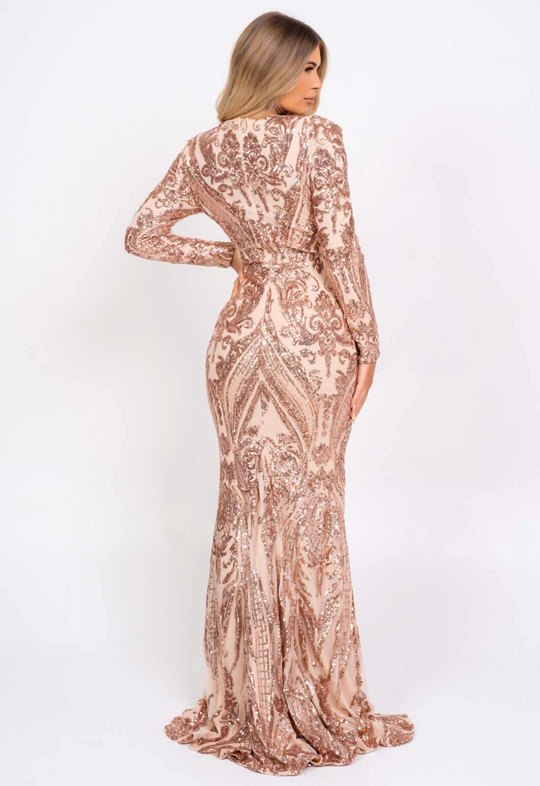 Nazz Collection Rose Gold Arabella Sequin Maxi Dress - Image 6