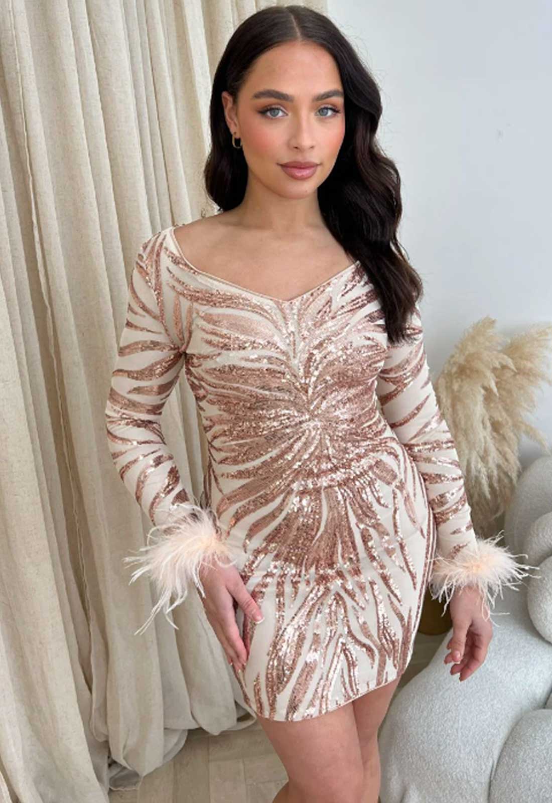 Nazz Collection Rose Gold Armour Party Dress - Image 4
