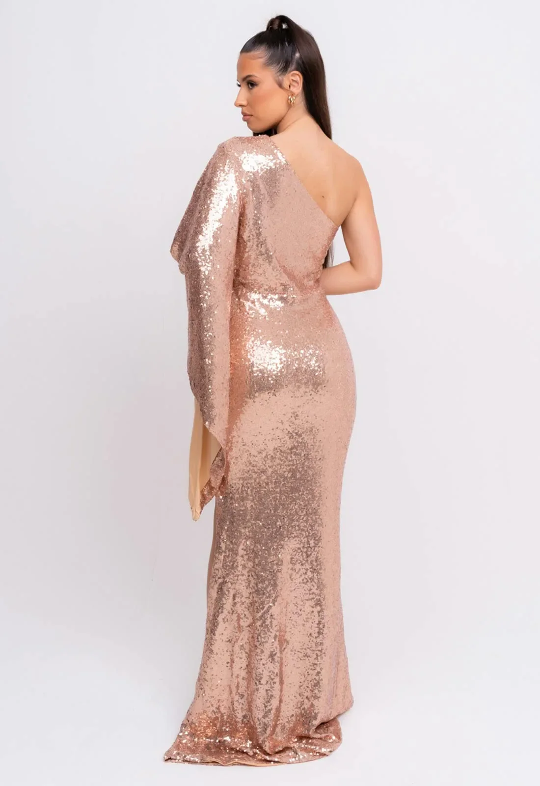 Nazz Collection Rose Gold Halo Sequin Maxi Dress - Image 6