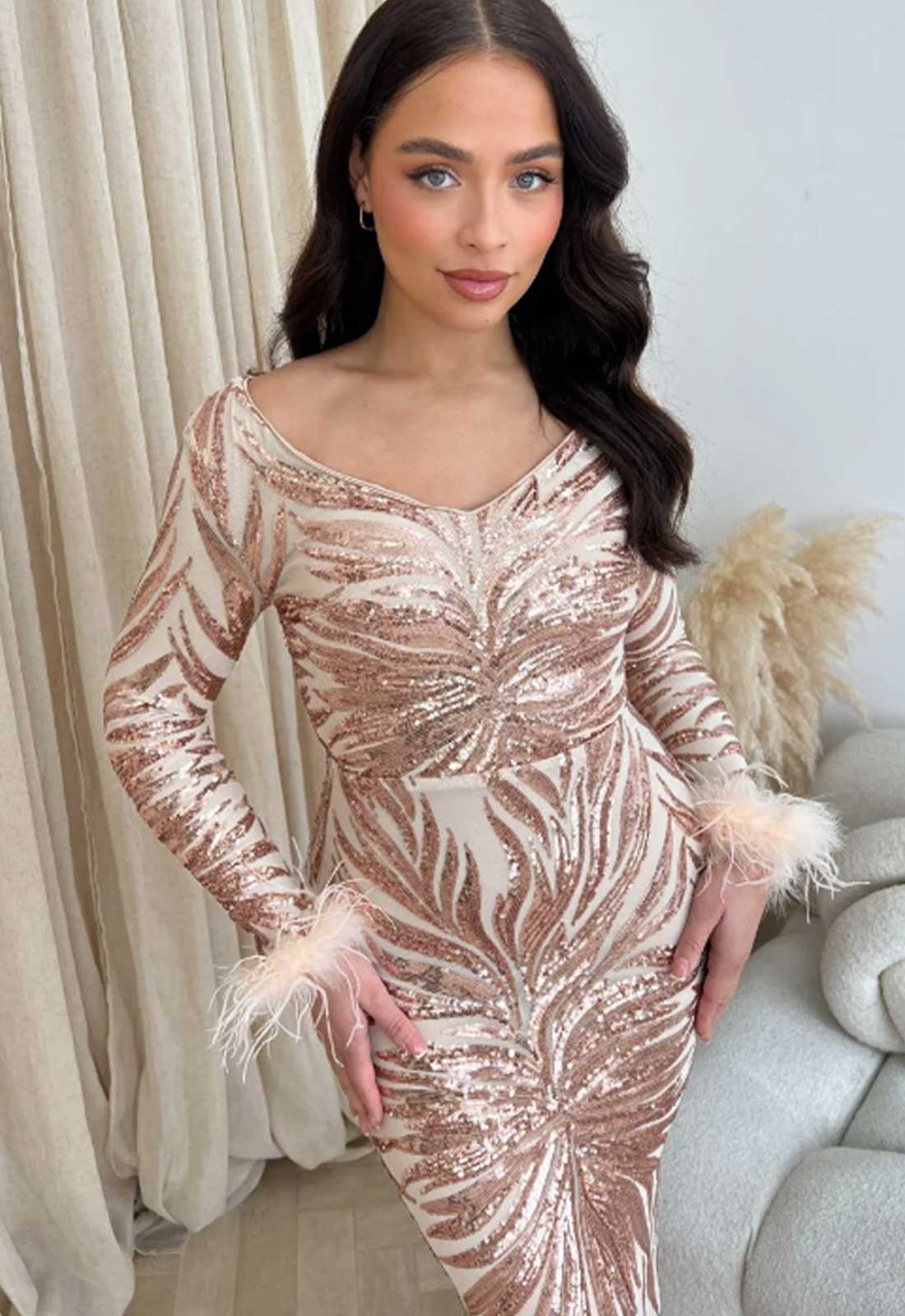 Nazz Collection Rose Gold Luminous Maxi Dress - Image 2