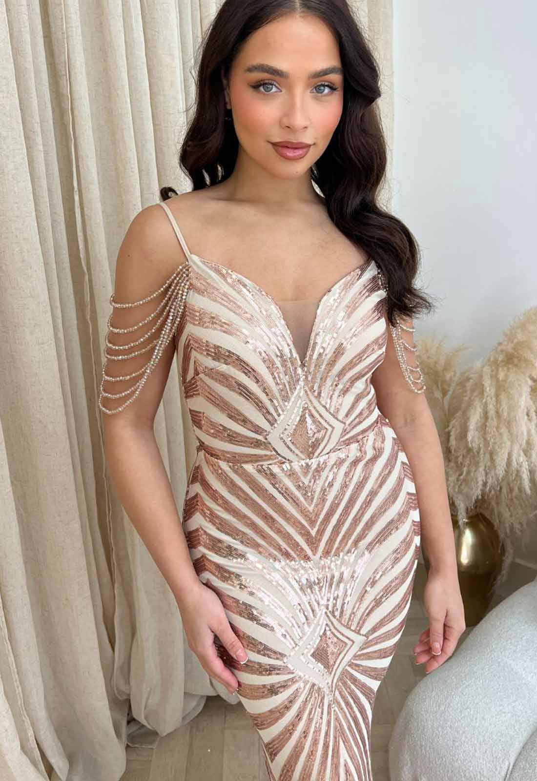 Nazz Collection Rose Gold Vanity Maxi Dress - Image 3