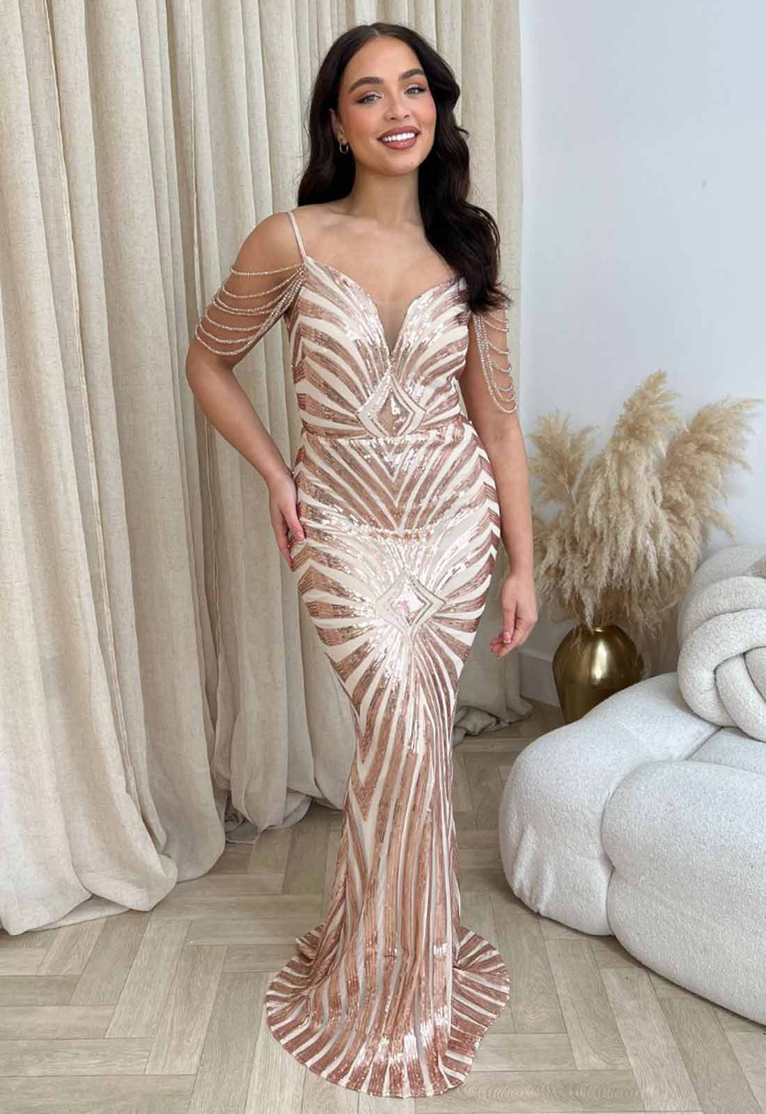 Nazz Collection Rose Gold Vanity Maxi Dress - Image 5
