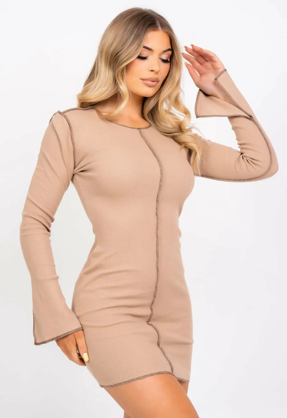 Nazz Collection Sand Material Girl Mini Dress - Image 3