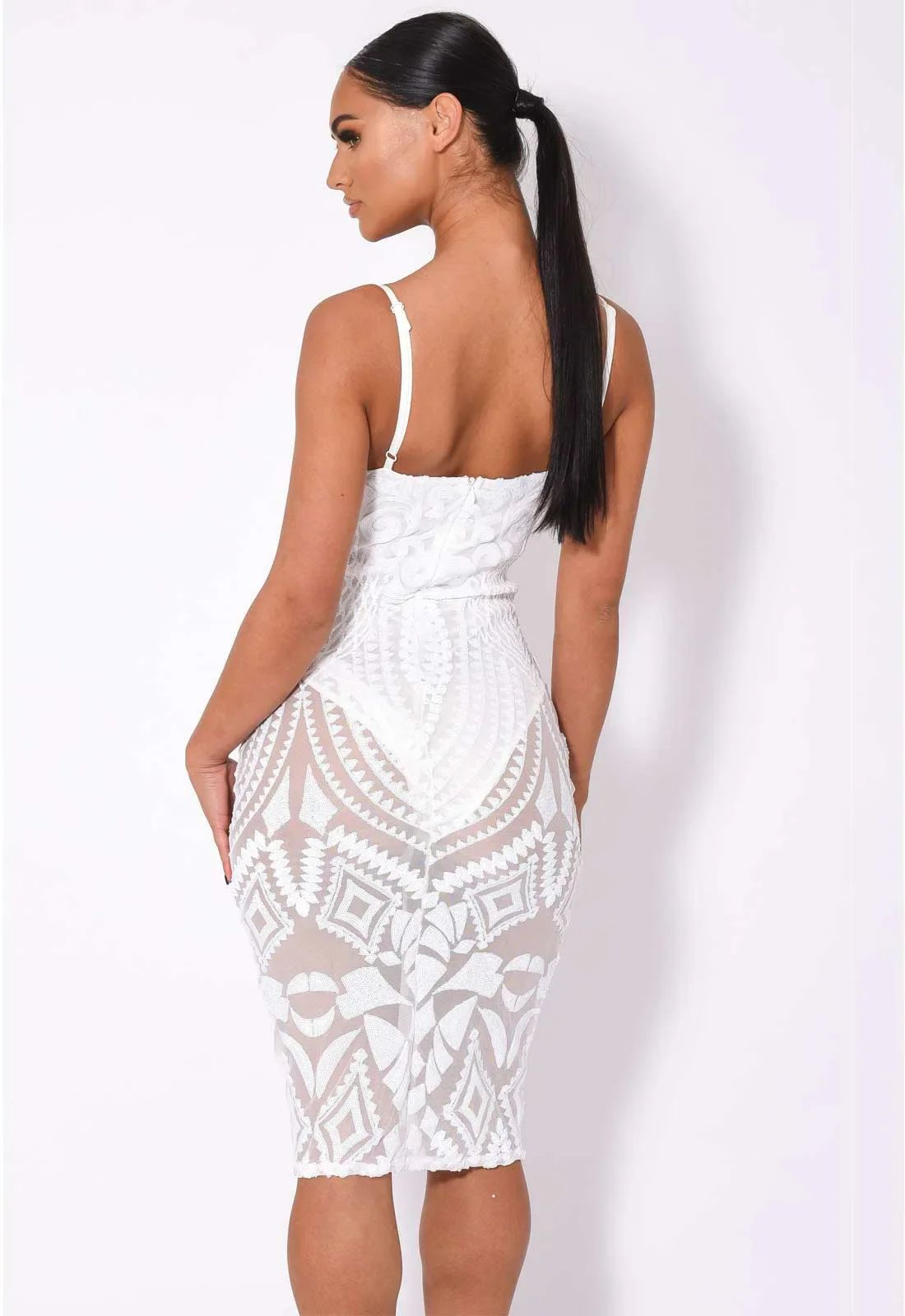 Nazz Collection White Body On Me Midi Dress - Image 4