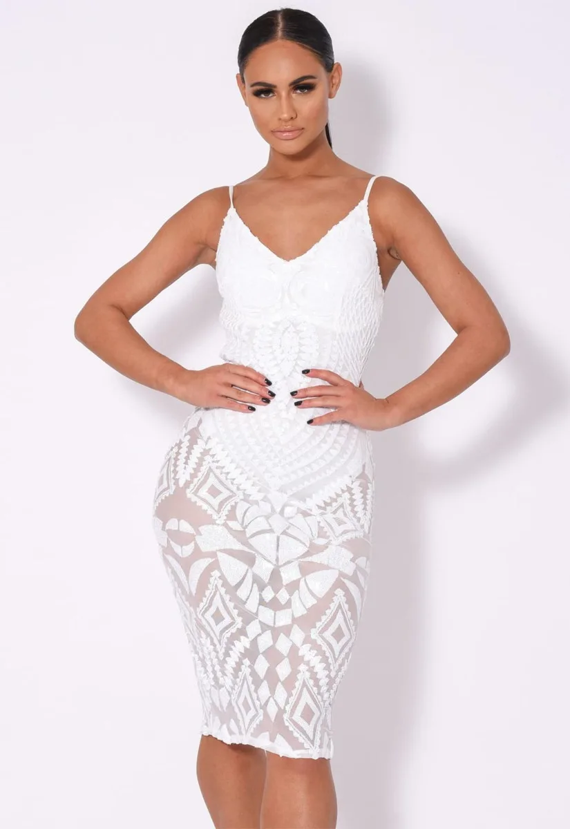 Nazz Collection White Body On Me Midi Dress - Image 5