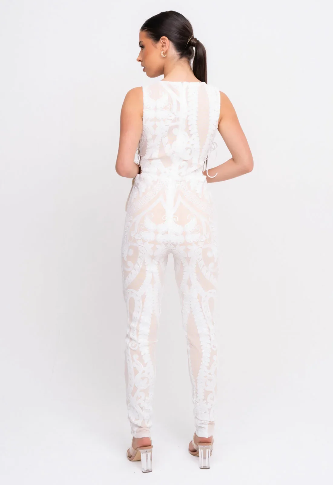 Nazz Collection White Epic Sequin Jumpsuit - Image 5