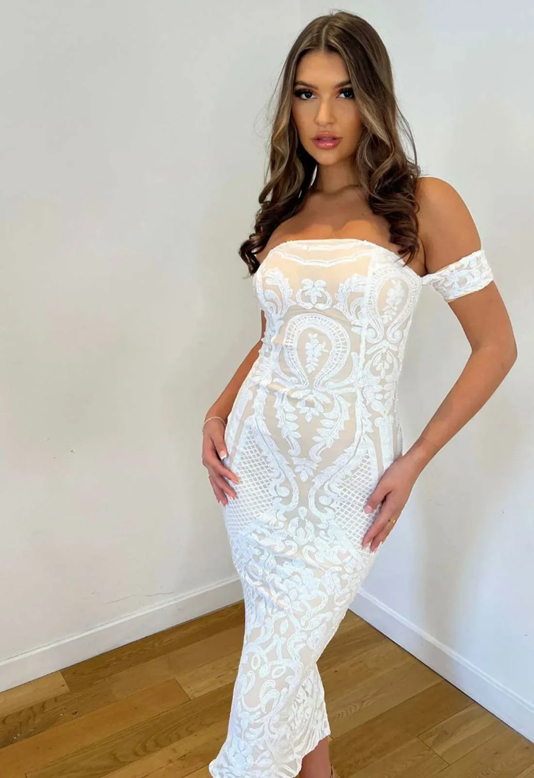 Nazz Collection White Kristal Cocktail Dress - Image 3