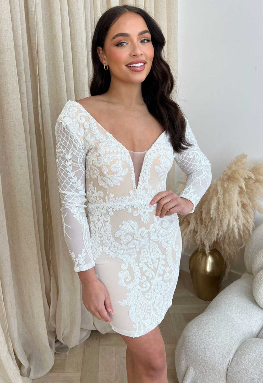 Nazz Collection White Secrets Party Dress - Image 3