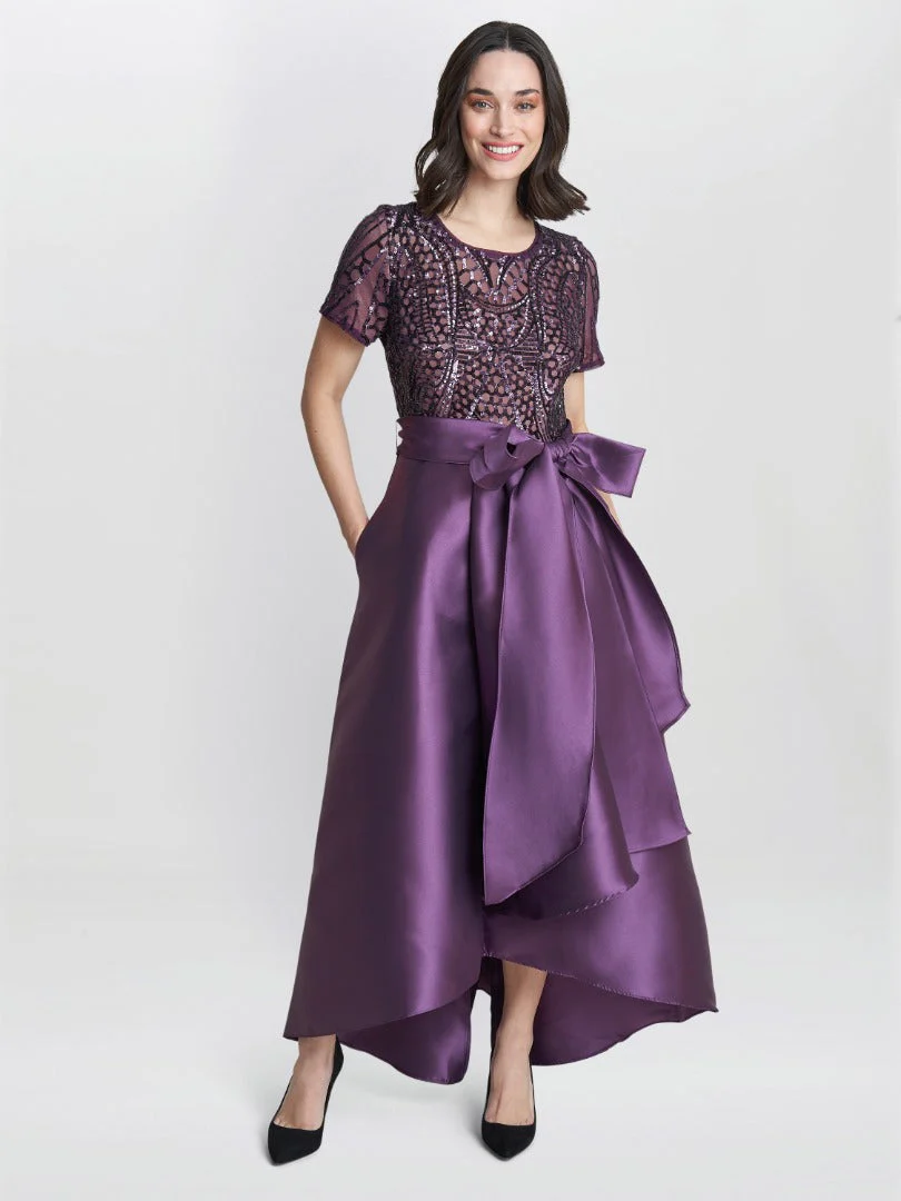 Gina Bacconi Noemi Embroidered High Low Maxi Dress - Image 4