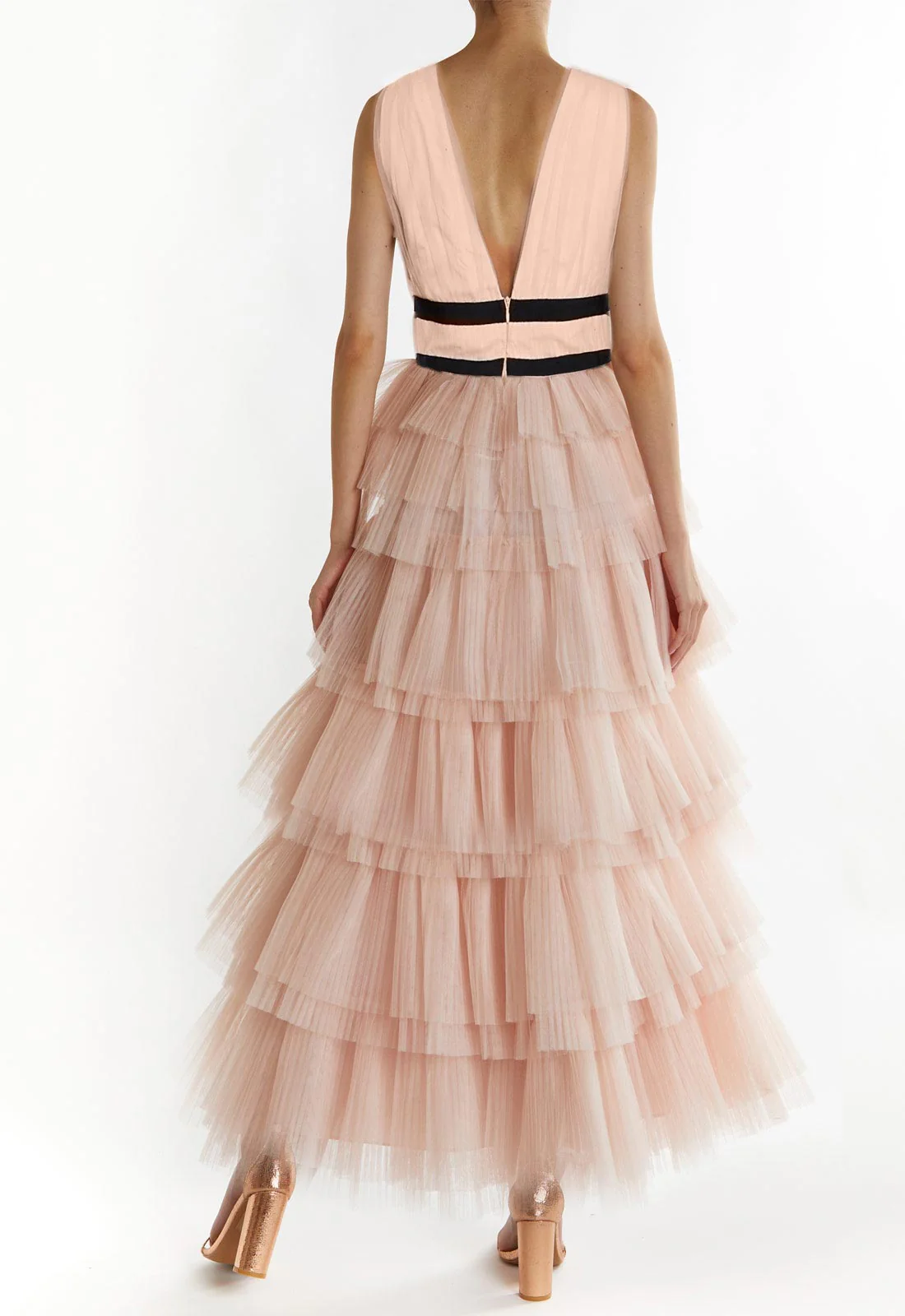 True Decadence Peach Kendall V-Neck Maxi Dress - Image 2