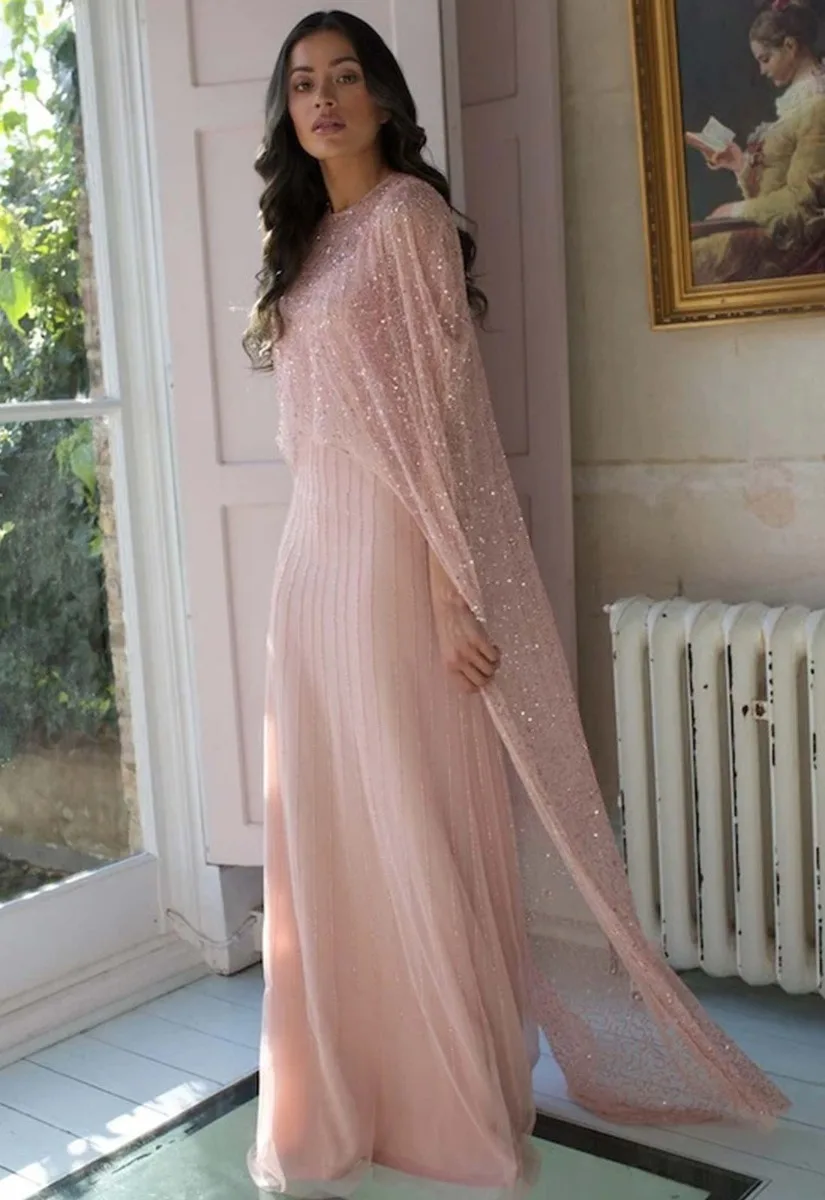 Raishma Blush Melony Cape Gown - Image 12