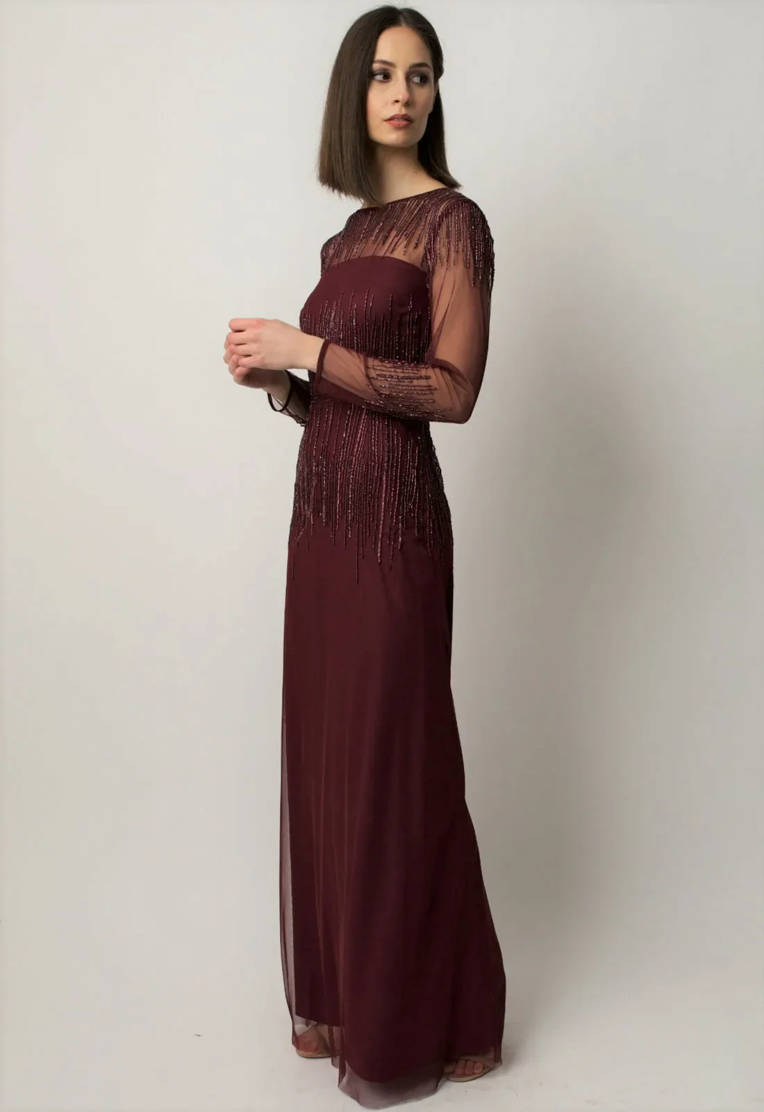 Raishma Burgundy Laurel Evening Dress - Image 2