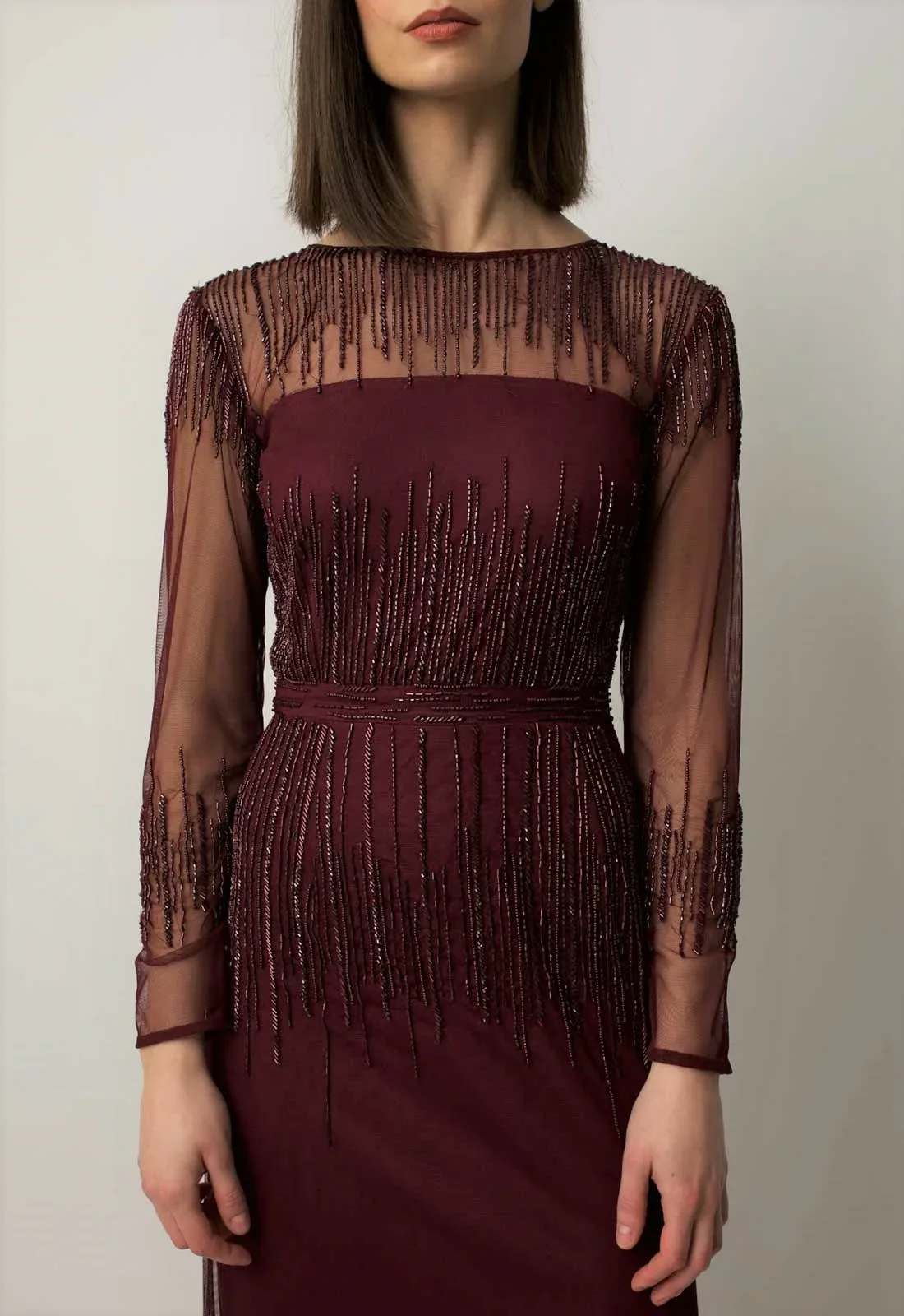 Raishma Burgundy Laurel Evening Dress - Image 3