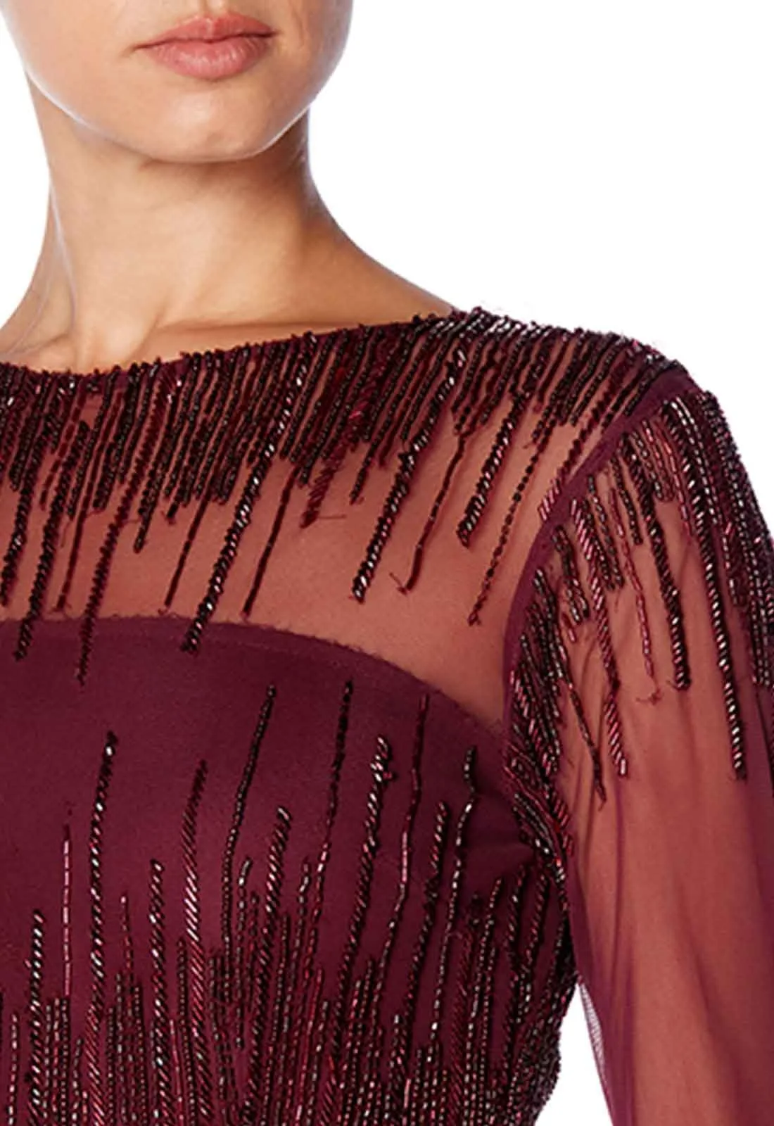 Raishma Burgundy Laurel Evening Dress - Image 7