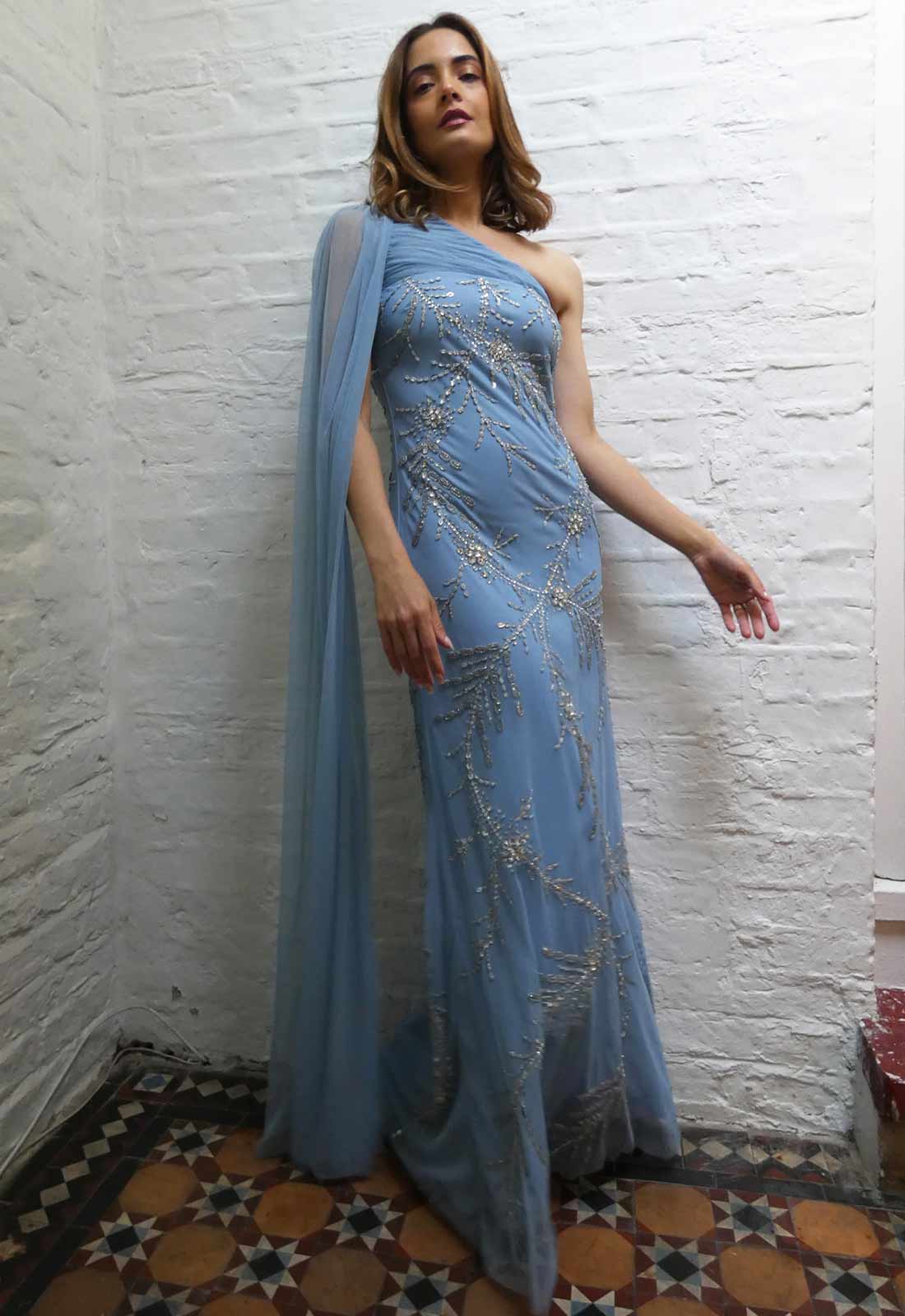 Raishma Couture Blue Sabrina Embellished Maxi Dress - Image 4