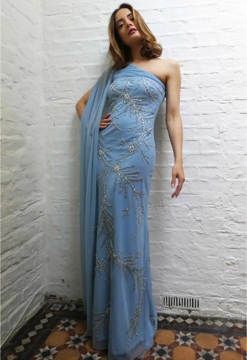 Raishma Couture Blue Sabrina Embellished Maxi Dress - Image 8