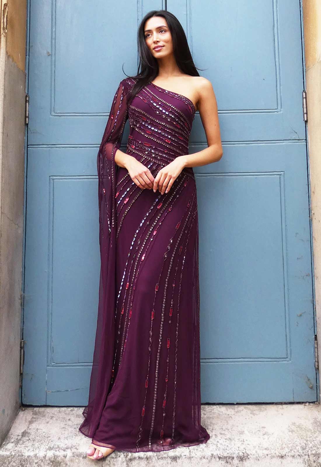 Raishma Couture Burgundy Kalina Gown - Image 3