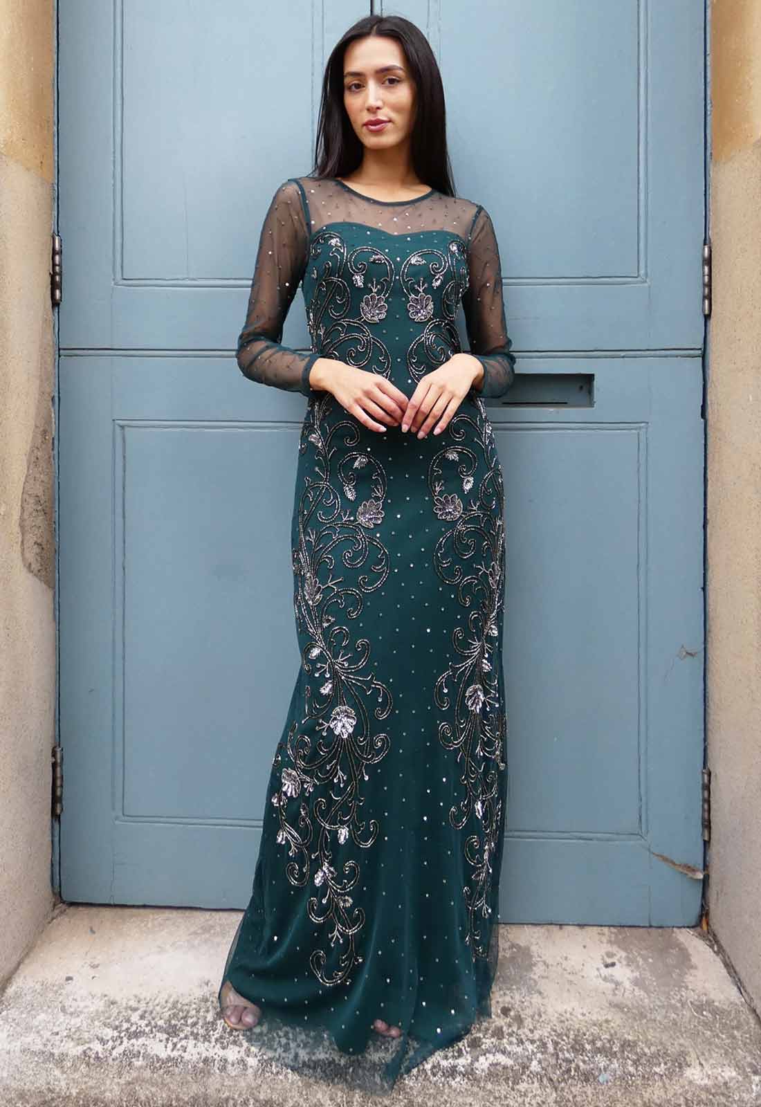 Raishma Couture Green Heather Embellished Gown