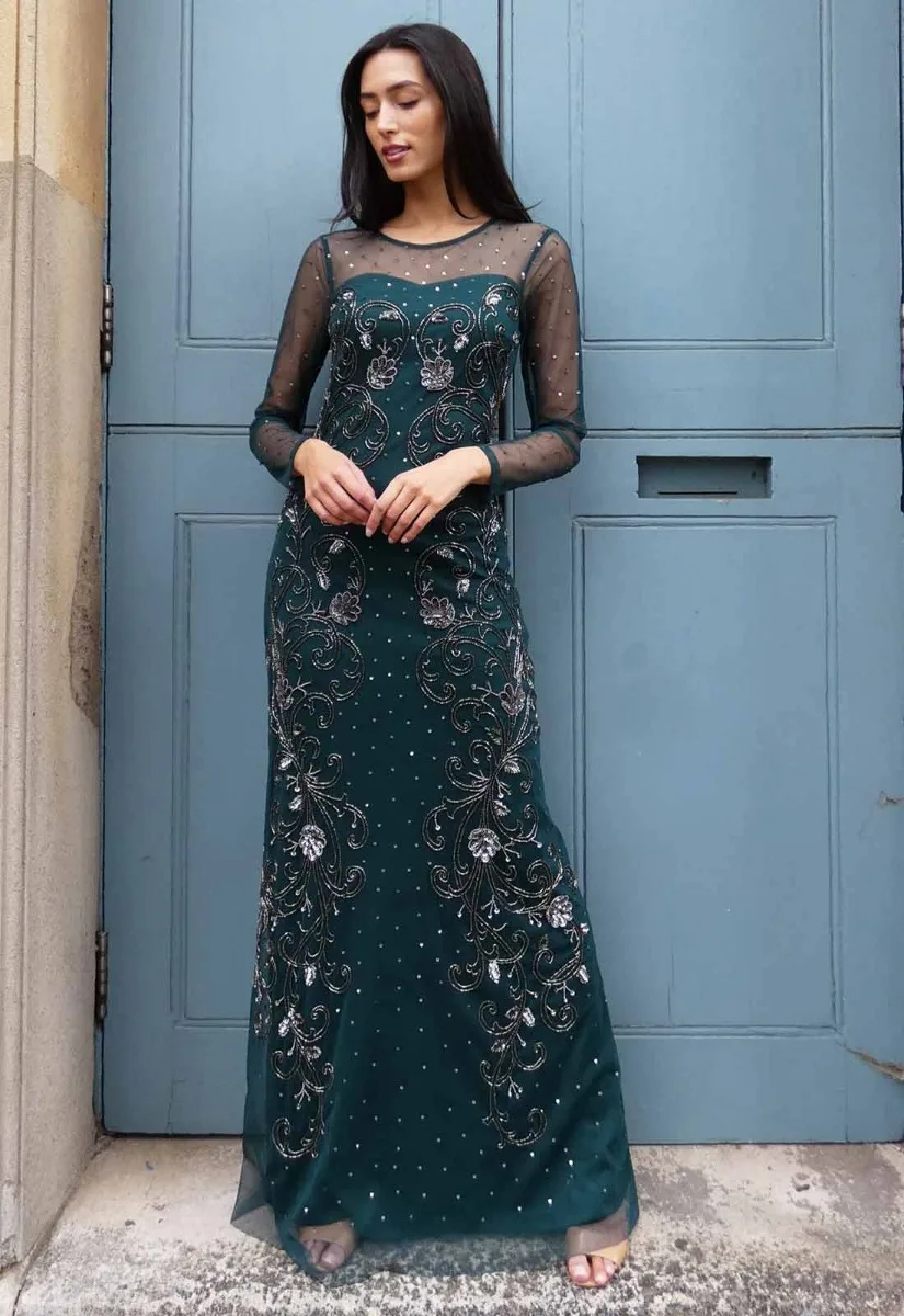 Raishma Couture Green Heather Embellished Gown - Image 10