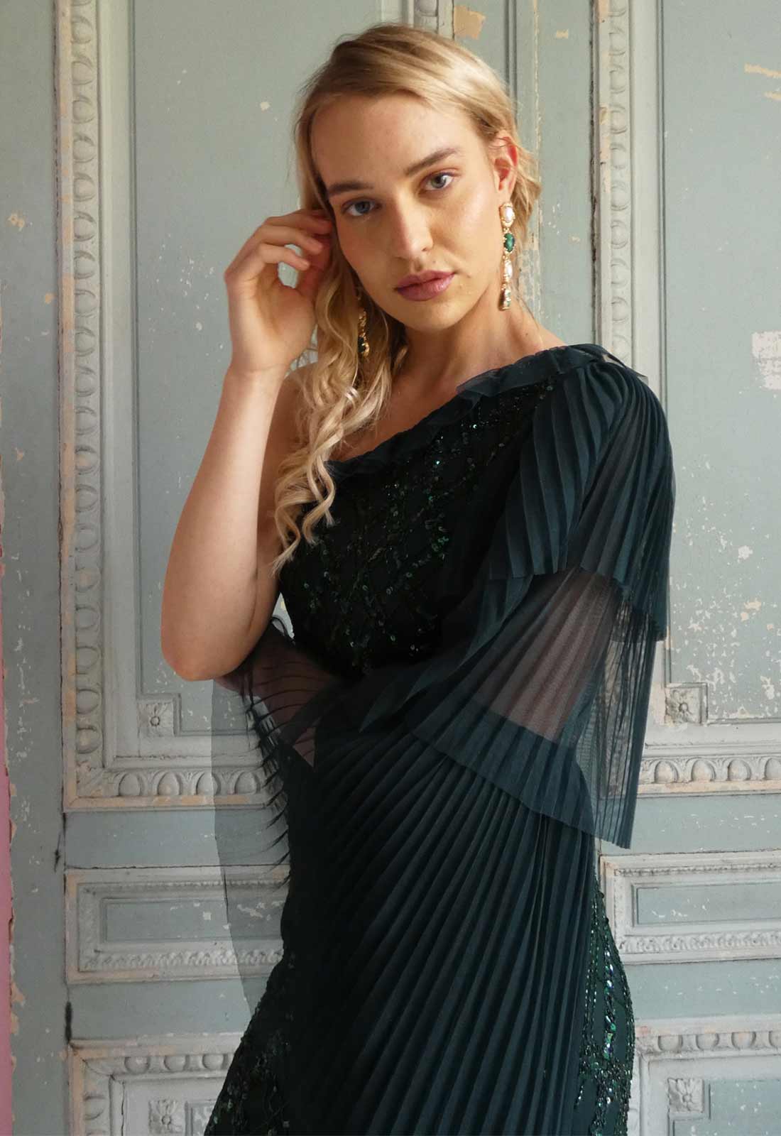 Raishma Couture Green Leilani Embellished Maxi Dress - Image 4