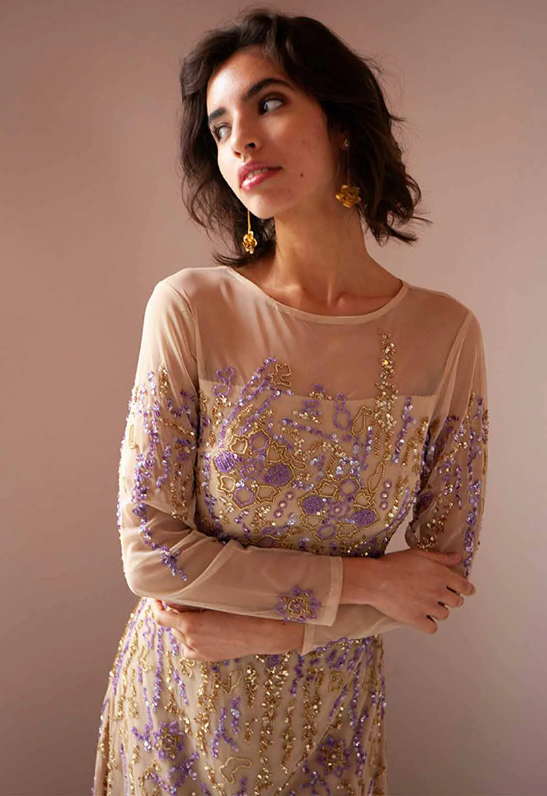 Raishma Couture Lilac Darla Beaded Maxi Dress - Image 2