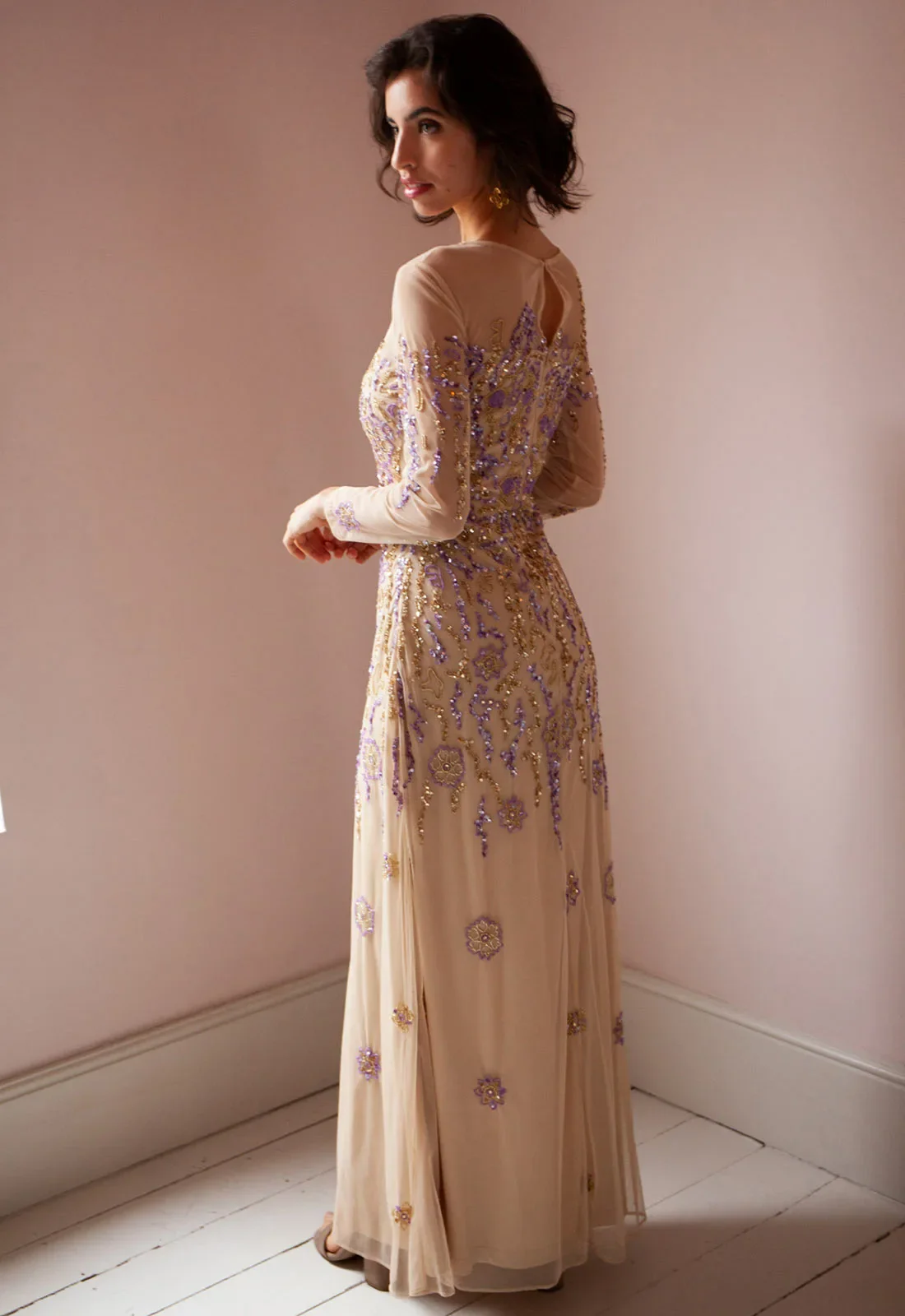 Raishma Couture Lilac Darla Beaded Maxi Dress - Image 3