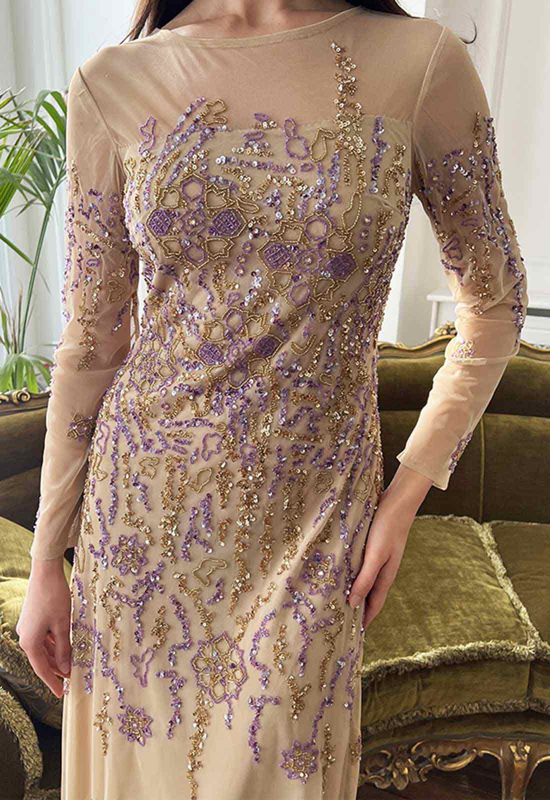 Raishma Couture Lilac Darla Beaded Maxi Dress - Image 6